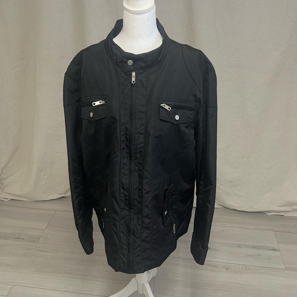 INC Mens Black Lightweight Zip Jacket 2XL Windbreaker Minimal Techwear‎ Casual